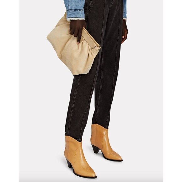 Isabel Marant Darizo Leather Western Booties Natural Tan Womens Size 38 - Picture 4 of 16